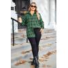 image:imageZeagoo Womens Plus Size Flannel Shirts Plaid Shirts Long Sleeves Casual Button Down Collared Shacket TopsAgreen