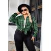 image:imageZeagoo Womens Plus Size Flannel Shirts Plaid Shirts Long Sleeves Casual Button Down Collared Shacket TopsAgreen