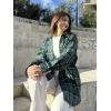 image:imageZeagoo Womens Plus Size Flannel Shirts Plaid Shirts Long Sleeves Casual Button Down Collared Shacket TopsAgreen