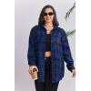 image:imageZeagoo Womens Plus Size Flannel Shirts Plaid Shirts Long Sleeves Casual Button Down Collared Shacket TopsBblue