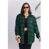 image:imageZeagoo Womens Plus Size Flannel Shirts Plaid Shirts Long Sleeves Casual Button Down Collared Shacket TopsBgreen