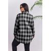 image:imageZeagoo Womens Plus Size Flannel Shirts Plaid Shirts Long Sleeves Casual Button Down Collared Shacket TopsBlack