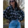 image:imageZeagoo Womens Plus Size Flannel Shirts Plaid Shirts Long Sleeves Casual Button Down Collared Shacket TopsBlack