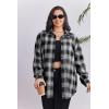 image:imageZeagoo Womens Plus Size Flannel Shirts Plaid Shirts Long Sleeves Casual Button Down Collared Shacket TopsBlack