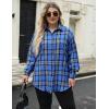 image:imageZeagoo Womens Plus Size Flannel Shirts Plaid Shirts Long Sleeves Casual Button Down Collared Shacket TopsBlue Black