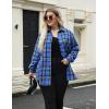 image:imageZeagoo Womens Plus Size Flannel Shirts Plaid Shirts Long Sleeves Casual Button Down Collared Shacket TopsBlue Black