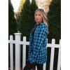 image:imageZeagoo Womens Plus Size Flannel Shirts Plaid Shirts Long Sleeves Casual Button Down Collared Shacket TopsCblue