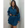 image:imageZeagoo Womens Plus Size Flannel Shirts Plaid Shirts Long Sleeves Casual Button Down Collared Shacket TopsCblue