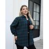 image:imageZeagoo Womens Plus Size Flannel Shirts Plaid Shirts Long Sleeves Casual Button Down Collared Shacket TopsGreen