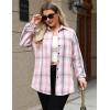 image:imageZeagoo Womens Plus Size Flannel Shirts Plaid Shirts Long Sleeves Casual Button Down Collared Shacket TopsLight Pink