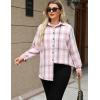 image:imageZeagoo Womens Plus Size Flannel Shirts Plaid Shirts Long Sleeves Casual Button Down Collared Shacket TopsLight Pink