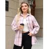 image:imageZeagoo Womens Plus Size Flannel Shirts Plaid Shirts Long Sleeves Casual Button Down Collared Shacket TopsLight Pink