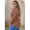 image:imageZeagoo Womens Plus Size Flannel Shirts Plaid Shirts Long Sleeves Casual Button Down Collared Shacket TopsOrange