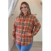 image:imageZeagoo Womens Plus Size Flannel Shirts Plaid Shirts Long Sleeves Casual Button Down Collared Shacket TopsOrange