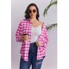 image:imageZeagoo Womens Plus Size Flannel Shirts Plaid Shirts Long Sleeves Casual Button Down Collared Shacket TopsPink