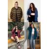 image:imageZeagoo Womens Plus Size Flannel Shirts Plaid Shirts Long Sleeves Casual Button Down Collared Shacket TopsPink