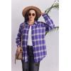 image:imageZeagoo Womens Plus Size Flannel Shirts Plaid Shirts Long Sleeves Casual Button Down Collared Shacket TopsPurple