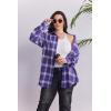 image:imageZeagoo Womens Plus Size Flannel Shirts Plaid Shirts Long Sleeves Casual Button Down Collared Shacket TopsPurple