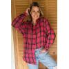 image:imageZeagoo Womens Plus Size Flannel Shirts Plaid Shirts Long Sleeves Casual Button Down Collared Shacket TopsRose Pink