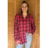 image:imageZeagoo Womens Plus Size Flannel Shirts Plaid Shirts Long Sleeves Casual Button Down Collared Shacket TopsRose Pink