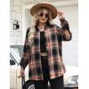 image:imageZeagoo Womens Plus Size Flannel Shirts Plaid Shirts Long Sleeves Casual Button Down Collared Shacket TopsSandy Brown