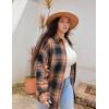 image:imageZeagoo Womens Plus Size Flannel Shirts Plaid Shirts Long Sleeves Casual Button Down Collared Shacket TopsSandy Brown