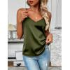 image:imageZeagoo Womens Silk Satin Tank Tops 2026 V Neck Adjustable Spaghetti Strap Sleeveless Camisole Summer Basic BlouseArmy Green