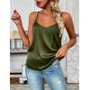 image:imageZeagoo Womens Silk Satin Tank Tops 2026 V Neck Adjustable Spaghetti Strap Sleeveless Camisole Summer Basic BlouseArmy Green