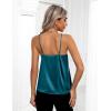 image:imageZeagoo Womens Silk Satin Tank Tops 2026 V Neck Adjustable Spaghetti Strap Sleeveless Camisole Summer Basic BlouseBlue Green