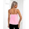 image:imageZeagoo Womens Silk Satin Tank Tops 2026 V Neck Adjustable Spaghetti Strap Sleeveless Camisole Summer Basic BlouseLight Pink