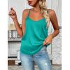 image:imageZeagoo Womens Silk Satin Tank Tops 2026 V Neck Adjustable Spaghetti Strap Sleeveless Camisole Summer Basic BlousePeacock Blue
