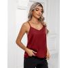 image:imageZeagoo Womens Silk Satin Tank Tops 2026 V Neck Adjustable Spaghetti Strap Sleeveless Camisole Summer Basic BlouseRed