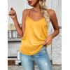 image:imageZeagoo Womens Silk Satin Tank Tops 2026 V Neck Adjustable Spaghetti Strap Sleeveless Camisole Summer Basic BlouseYellow