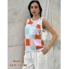 image:imageZeagoo Womens Sleeveless Sweater Vest Crewneck Knit Loose Sweater Tank Tops Lightweight Shirts Blouses 2026Plaid Orange