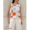 image:imageZeagoo Womens Sleeveless Sweater Vest Crewneck Knit Loose Sweater Tank Tops Lightweight Shirts Blouses 2026Plaid Orange