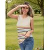 image:imageZeagoo Womens Sleeveless Sweater Vest Crewneck Knit Loose Sweater Tank Tops Lightweight Shirts Blouses 2026Stripe Colorful