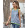 image:imageZeagoo Womens Sleeveless Sweater Vest Crewneck Knit Loose Sweater Tank Tops Lightweight Shirts Blouses 2026Stripe Pink Blue