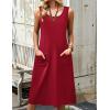 image:imageZeagoo Womens Summer Midi Dresses 2026 Casual Sleeveless Tank Sundresses A Line Crewneck Beach Vacation Dress with PocketsRedtr
