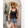 image:imageZeagoo Womens Summer Tank Tops 2026 Pleated Square Neck Loose Fit Casual Flowy Tunic Sleeveless ShirtsBlack