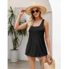 image:imageZeagoo Womens Summer Tank Tops 2026 Pleated Square Neck Loose Fit Casual Flowy Tunic Sleeveless ShirtsBlack
