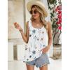 image:imageZeagoo Womens Summer Tank Tops 2026 Pleated Square Neck Loose Fit Casual Flowy Tunic Sleeveless ShirtsBlue Flower