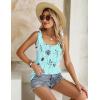 image:imageZeagoo Womens Summer Tank Tops 2026 Pleated Square Neck Loose Fit Casual Flowy Tunic Sleeveless ShirtsBlue Yellow Flowers