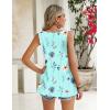 image:imageZeagoo Womens Summer Tank Tops 2026 Pleated Square Neck Loose Fit Casual Flowy Tunic Sleeveless ShirtsBlue Yellow Flowers