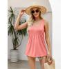 image:imageZeagoo Womens Summer Tank Tops 2026 Pleated Square Neck Loose Fit Casual Flowy Tunic Sleeveless ShirtsCoral