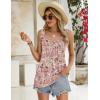 image:imageZeagoo Womens Summer Tank Tops 2026 Pleated Square Neck Loose Fit Casual Flowy Tunic Sleeveless ShirtsFloral Brown