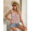 image:imageZeagoo Womens Summer Tank Tops 2026 Pleated Square Neck Loose Fit Casual Flowy Tunic Sleeveless ShirtsFloral Brown