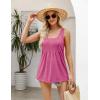 image:imageZeagoo Womens Summer Tank Tops 2026 Pleated Square Neck Loose Fit Casual Flowy Tunic Sleeveless ShirtsHot Pink