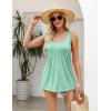 image:imageZeagoo Womens Summer Tank Tops 2026 Pleated Square Neck Loose Fit Casual Flowy Tunic Sleeveless ShirtsMint Green