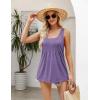 image:imageZeagoo Womens Summer Tank Tops 2026 Pleated Square Neck Loose Fit Casual Flowy Tunic Sleeveless ShirtsPurple