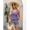 image:imageZeagoo Womens Summer Tank Tops 2026 Pleated Square Neck Loose Fit Casual Flowy Tunic Sleeveless ShirtsPurple